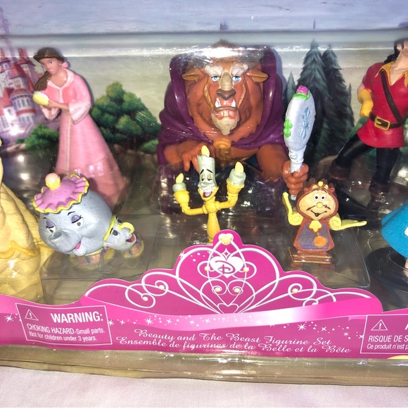 Disney Beauty and the Beast 2010 Figurine Set Belle Mrs Potts Original Display - Picture 7 of 7